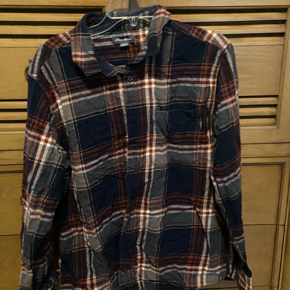 Orange and blue flannel